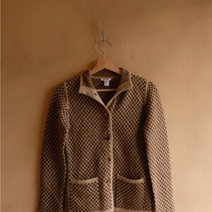 MaxMara Checkered Wool Mohair and Cashmere blend Cardigan